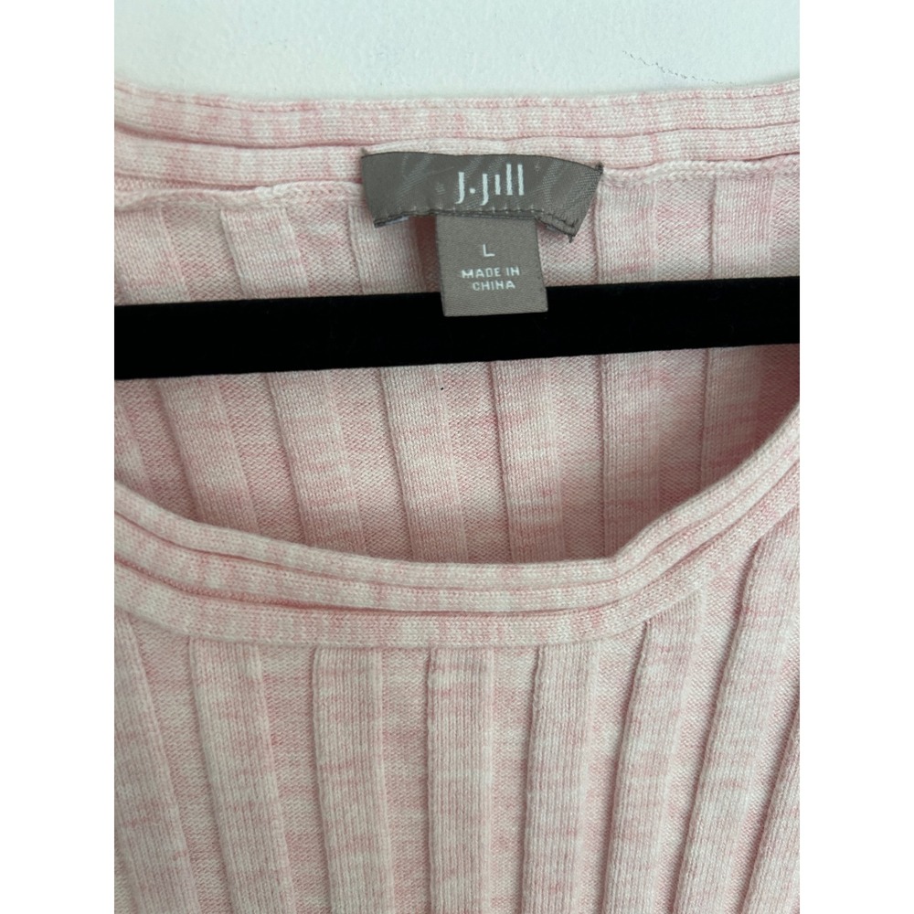 J. Jill Pink Marled Ribbed Knit Scoop Neck Raglan 3/4 Sleeve comfy Sweater Large - Picture 2 of 11